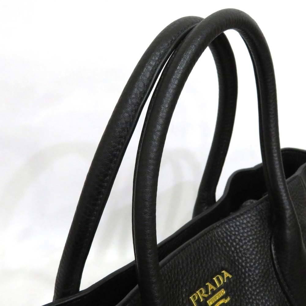 Prada 2 Way Bag Vitello Dino Leather Black - Picture 8 of 10